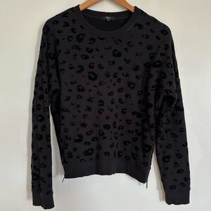 Rails Marlo Flocked Leopard Print Pullover Sweatshirt Size Small